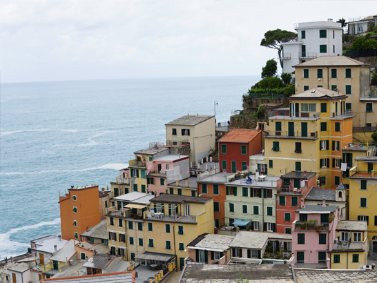 Village de Riomaggiore avec son chien